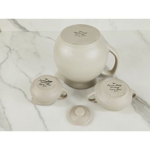 The Pigeon Forge Pottery Dogwood Floral Pitcher Jug Creamer Sugar Bowl x3 Vtg - Picture 12 of 16